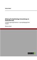 Bildung für Nachhaltige Entwicklung im Sachunterricht