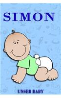 Simon Unser Baby: Notizbuch/Tagebuch für Eltern/Babybuch/6*9"entspricht DIN A5/120 Seiten/halb leer, halb liniert