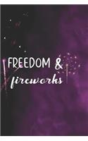 Freedom & Fireworks: Blank Lined Notebook ( Fireworks ) Black and Yellow