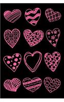 Doodle Hearts Bullet Journal: Black and Pink Dot Grid Scribbled Hearts Dotted Notebook - Cute Bujo Diary for Bullet Journaling - Christmas Present, Easter Basket Stuffer, Birthda