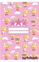 Notebook: Cute Pink Emoji Notebook / Journal For Girls