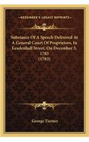Substance of a Speech Delivered at a General Court of Proprisubstance of a Speech Delivered at a General Court of Proprietors, in Leadenhall Street, on December 3, 1783 (1783) Etors, in Leadenhall Street, on December 3, 1783 (1783)