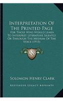 Interpretation of the Printed Page