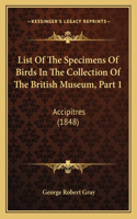List Of The Specimens Of Birds In The Collection Of The British Museum, Part 1: Accipitres (1848)(English)