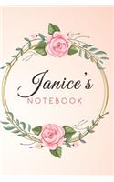 JANICE'S Customized Floral Notebook / Journal 6x9 Ruled Lined 120 Pages School Degree Student Graduation university