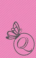 Q: Initial Q Monogram Notebook Journal Gift Circular Butterfly design