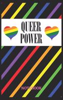 QUEER POWER Notebook: 6x9 inches - 110 graph paper, quad ruled, squared, grid paper pages - Greatest LGBTQ Rainbow Hearts Journal - Gift, Present Idea