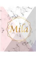 Mila: Gift Luxury Marble Glossy Pink Purple Faux Gold Print Notebook