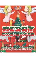 Merry Christmas Color By Numbers: a beautiful colouring book with Christmas designs on a black background, for gloriously vivid colours