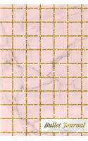 Bullet Journal: Marble + Gold Bullet Journal - 120-Page 1/4 Inch Dot Grid Notebook - 6 X 9 Marble & Gold Perfect Bound Softcover