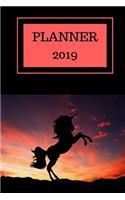 2019 Planner: 2019 Planner: 2019 Weekly Planner Unicorn In the Sunset Illustration, January 2019 thru December 2019, 6" x 9" Weekly-Daily Planner, Organizer, and 