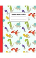 Primary Composition Book: Cool Dinosaur Story Journal For Kids with Dotted Midline Story Space and Picture Space, Grades K-2 Composition School Exercise Book