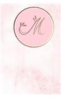 M: Monogram Journal Monogrammed with Personalized Rose Gold Letter 'm'(13 Pastel Pink Rose Gold Monogram)
