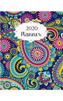 2020 Planner: Paisley Daily, Weekly & Monthly Calendars January through December #6 Blue Purple