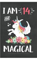 I Am 14 And Magical: Birthday Unicorn Draw And Write Journal For 14 Year Old Girls 120 Pages: Blank Lined & Drawing Space