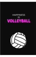 Happiness Is Volleyball: Cute Volleyball Notebook & Journal, Girl's Volleyball Gift, ( 110 Lined Pages - 6 x 9 ), Use as a diary, Planner or Composition ... teen Girls Volle