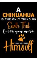 A Chihuahua Is The Only Thing On Earth That Loves You More Than He Loves Himself: Cute Chihuahua lined journal gifts. Lined Journal gifts For Chihuahua Lovers. Cute Dog Lined journal Gifts is the perfect tool to build a stronger r