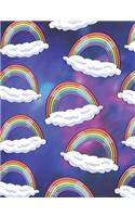Rainbow Clouds in Outer Space Galaxy: outer space, funny rainbows, cartoon art, notebook