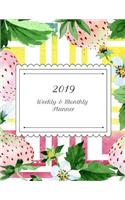 2019 Weekly & Monthly Planner: Colorful Country Strawberry Planning Calendar Organizer for Daily Notes, Meal Planning, Appointments or to Do Lists