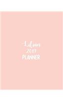 Lilian 2019 Planner: Calendar with Daily Task Checklist, Organizer, Journal Notebook and Initial Name on Plain Color Cover (Jan Through Dec), Lilian 2019 Planner