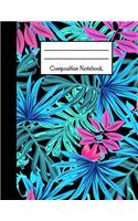 Composition Notebook: Pretty Pink, Blue, Purple, Floral Design Large Back to School Notebook (8.5 X 11)
