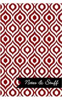 Notes & Stuff - Brick Red Lined Notebook in Ikat Pattern: Soft Cover, 6 x 9 Journal, 190 Pages