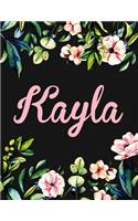 Kayla: Personalised Name Notebook/Journal Gift For Women & Girls 100 Pages (Black Floral Design)