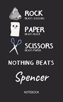 Nothing Beats Spencer - Notebook: Rock Paper Scissors Game - Blank Ruled Kawaii Personalized & Customized Name Notebook Journal Girls & Women. Cute Desk Accessories & Kindergarten Wr