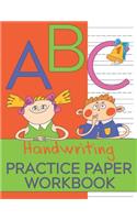 Handwriting Practice Paper Workbook - ABC: Primary Ruled With Dotted Midline Paper Writing Book For Preschool Kids, Ages 3-5