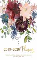 2019-2020 Planner Weekly & Monthly Academic 12-Month Organizer July 2019 - June 2020: Garnet Watercolor Bloom Greenery Floral Dated Calendar with To-Do's, Checklists, Notes and Goal Setting Pages