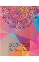 2020-2021 Two Year Planner: 2 Year planner from January 2020-December2021, Monthly weekly planner and daily organizer with Mandala art cover