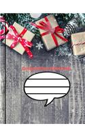 Composition Notebook: Merry Christmas Happy Holidays: Composition Notebook - 100 pages / College Ruled / 8.5 x 11 in - Bell, Home, Gift Box, Santa Claus f
