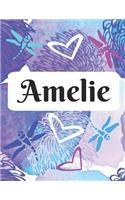 Amelie: Personalized Name Journal with Blank Lined Paper