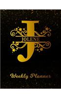 Jolene Weekly Planner: 2 Year Personalized Letter J Appointment Book January 2019 - December 2020 Black Gold Cover Writing Notebook & Diary Datebook Calendar Schedule Plan