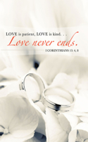 Love Never Ends/Rings Wedding Bulletin (Pkg of 50)