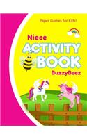 Niece's Activity Book: Unicorn Horse 100 + Pages of Fun Activities - Ready to Play Paper Games + Storybook Pages for Kids Age 3+ - Hangman, Tic Tac Toe, Four in a Row, Sea