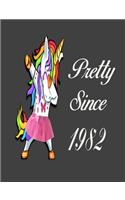 Pretty Since 1982: Dabbing Unicorn Girl Woman Undated Journal 7.44" x 9.69" 173 Pages Notebook