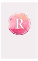 R: 110 College-Lined Pages - Monogram Journal and Notebook with a Pink Watercolor Design - Personalized Initial Letter Journal - Monogramed Composition