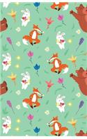 Lined Notebook A5 Size 110 Pages: Funny Ruled Journal. Cute Animal Flower Rabbit Bunny Fox Bear 03F Unique Student Teacher Blank Scrapbook/ Composition/ Planner Great For Home School