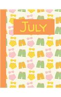 July: Monthly Notebook / Wide Ruled Lined / Journal A Month / Swimsuits Bathing Suits Background Design