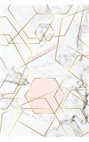 Bullet Journal: Marble + Gold Trendy Journal - 120-Page 1/4 Inch Dot Grid Notebook- 6 X 9 Marble & Gold Perfect Bound Softcover