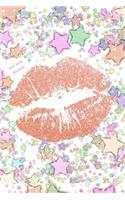 Dot Grid Journal: 6 X 9 Dotted Notebook Glitter Lips Diary Sketchbook Planner for Writing Notes, Drawing, Sketching, Scribbling for Women, Girls and Teens