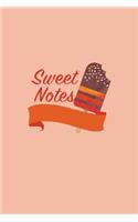 Sweet Notes: 6x9 Unruled Blank Notebook - Watercolor Texture Sweet Popsicle Dessert Illustration Cover. Matte Softcover and White Interior Papers.