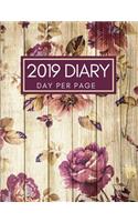 2019 Diary Day Per Page: Daily Planner and Schedule Organizer (Rose Wood Cover)