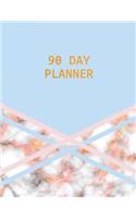 90 Day Planner: Rose Gold Marble with Blue and Pink Lines - 3 Month Organizer to Plan Ahead - Quarterly Planner for the Office, Family or Events - Includes 2019 Cal