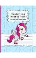 Handwriting Practice Paper: 100 Pages Blank Working Sheets I 8,5 X 11 I Softcover I for Kindergarten, 1st Grade, 2nd Grade, 3rd Grade I Preschoolers I Homeschooling I Cute Gift