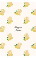 Ginger Notes: 6"x9" Notebook Watercolor Texture Design Vegetable Food Ingredient Pattern Cover. 108 Blank Lined Pages Matte Softcover Note Book Journal