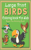 Large Print Birds Coloring book For Kids Super Fun Activity Book