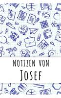 Notizen von Josef: Kariertes Notizbuch mit 5x5 Karomuster für deinen personalisierten Vornamen