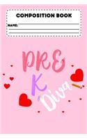 Composition Book Pre K Diva: Primary Composition Notebook, Draw And Write Journal, Handwriting Practice Activity Book, Back To School Supplies For Girls
